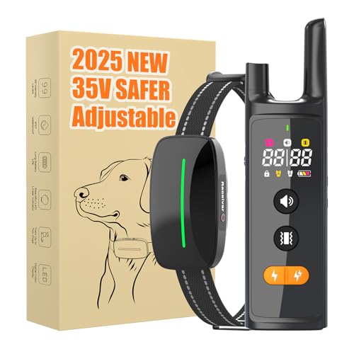 Dog Training Shock Collar 4300FT Dog Bark Collar with Remote IP67 Waterproof 4 Training Modes Beep Vibration Shock Light Mode Magnetic Charger Electric Dogs Collar 8-25 inches Double Shock Iron Black