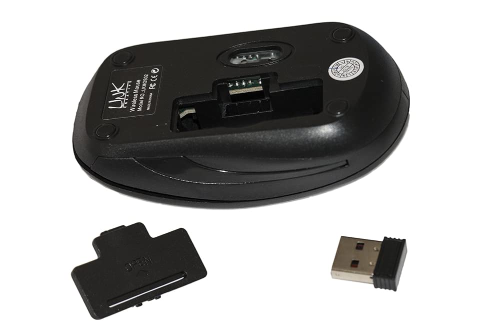 Link, Wireless Mouse with 3 Buttons USB Receiver 1000 DPI Black