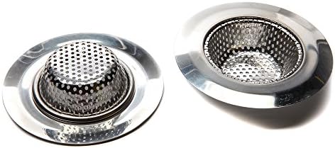 2PCS Removable Kitchen Sink Strainer Drain Filter Large Wide Rim 4.5" Diameter Stainless Steel Mesh Prevents Clogs Remove to Easily Dump Out Hair, Food Pieces