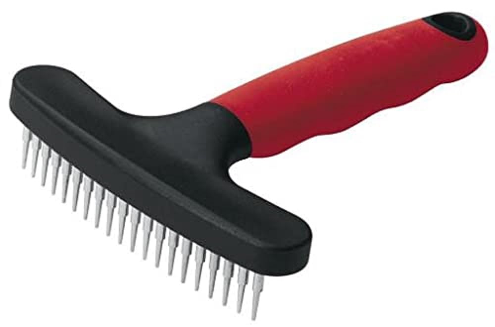 Ferplast Dog rake comb GRO 5848, Long rounded teeth, Pet undercoat grooming, Medium and long-haired animals, 11 x h 15,5 cm
