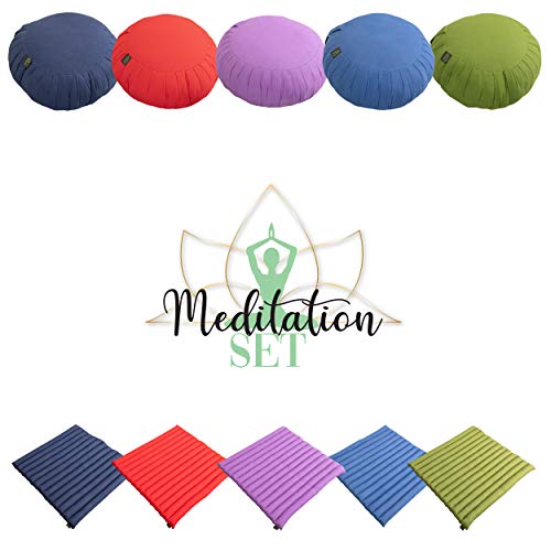 Laeto-Yoga-Meditation-Cushion-and-Zabuton-Mat-Set-in-Cotton-Linen-Fabric-Green