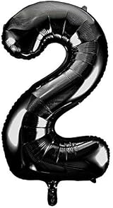 Unique Black Number 2 Shaped Large Foil Balloon 86cm (1 Piece) view 3