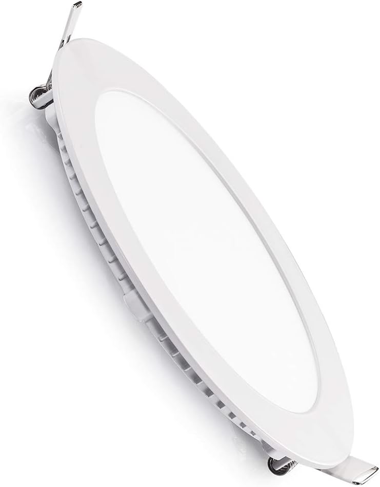 TOPL Flat Panel Ceiling Light, Ultra-Thin Non-Dimmable Round LED Recessed Light Fixture Downlight, 9W 3000K (Warm White) 135MM Cut Hole for Home / Office / Commercial Lighting
