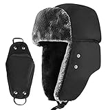 mysuntown Winter Trapper Warm Hat with Windproof Mask 2 Pieces Ushanka Russian Style Hat for Men and Women