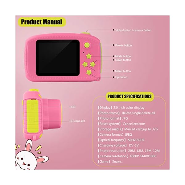 Kids Camera for 3-12 Year Old Girls, Digital Camera Girls Toys 2 inch for Children with 32GB SD Card Birthday Christmas…