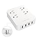 Multi Plug Outlet, dodocool Wall Mount Adapter USB Charging Station 1250W Smart 4 AC Outlets, 4 Ports USB Charger with AIQ Charging Tech/LED Indicator for Smartphones/Tablets and More