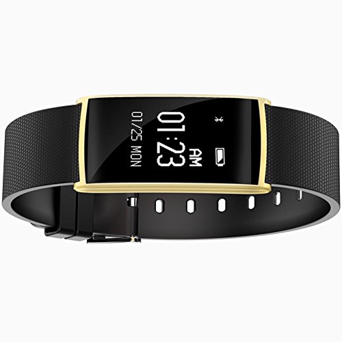 L@YC Tracker Smart Pedometer Bluetooth 4.0 Smart Watch Waterproof Fitness Wristband Dynamic Heart Rate Blood Pressure Test, Gold