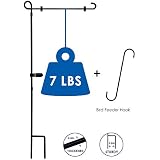 YEAHOME Garden Flag Holder Stand, 6mm Weather-Proof Yard Flag Pole Black Metal Powder-Coated Flagpole with Tiger Clip and Rubber Stopper for Garden Flags Outdoor Decoration
