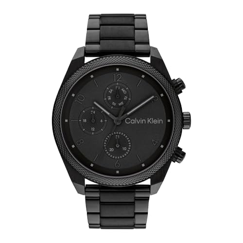 Montre Analogique Multifunction à Quartz pour Homme Collection Impact avec Bracelet en Acier Inoxydable Noir - 25200359