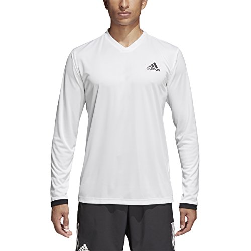 Adidas Men's Club Long-Sleeve UV Protect Tennis Tee, White (Large)