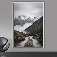 Framed Canvas Wall Art Global Landscape Mountain Multicolor Photography Relax/Calm - 16x24 inches