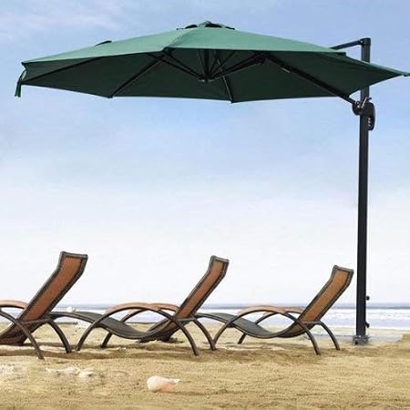 Amazon Com All Weather 10ft Outdoor Patio Beach Hanging Offset Umbrella Sun Shade With Stand Green Garden Outdoor