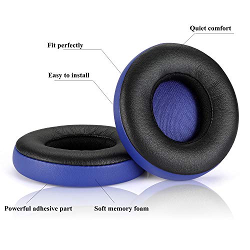 Beats Solo 2&3 Earpad Replacement,Cypher.V Ear Cushion Pads Compatible with Solo 2.0/3.0 Wireless On Ear Headphones by Dr. DRE 1 Pair- (Black+Blue)