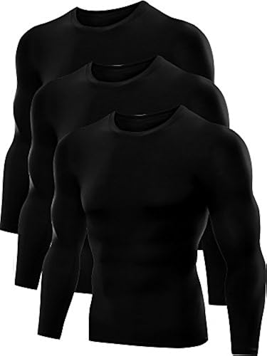Neleus Men's Dry Fit Athletic Compression Shirts Pack,5021,Black
