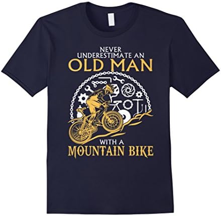 Men's Mountain Bike Shirt - Old Man with a Mountain Bike Large Navy