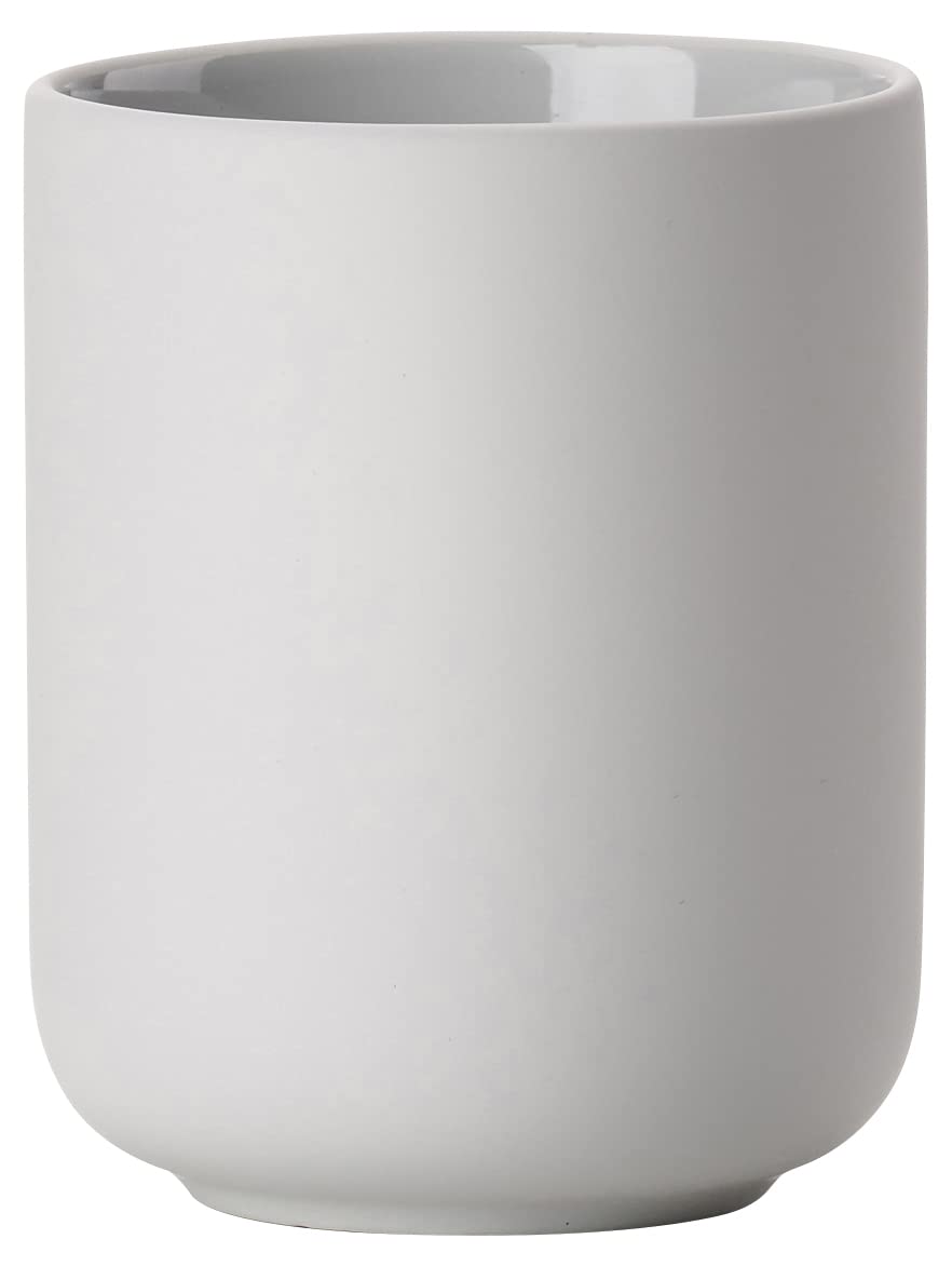 Zone Denmark Ume Stoneware/Ceramic Toothbrush Holder, Beautiful and Practical Bathroom Accessories, Diameter 8.3 cm, Height 10.3 cm, Soft Grey — image 1