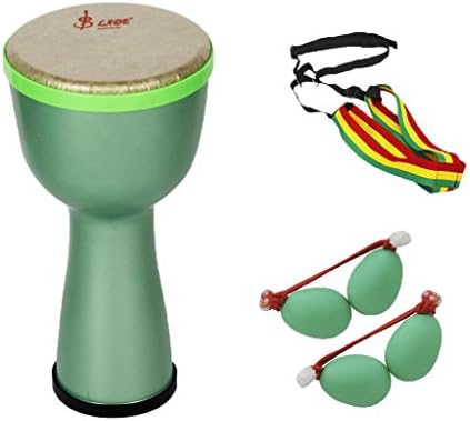 Homyl 8'' Bongo Hand Drum African Drum Djembe+Egg Shakers+Drum Strap for Children Adults Musical Performance - Green