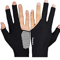 Cuikapu Billiards Gloves Slippery Breathable Comfortable Three-Finger Snooker Billiard Table Tennis Gloves Workout Gloves (Color : Black, Size : M)