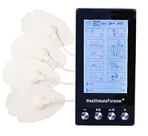 10 Modes Best Pain Relief TOUCHSCREEN Machine + 2 Pairs of Replacement Pads | Muscle Relief | LIFETIME WARRANTY FDA CLEARED HealthmateForever TS10AB-Black