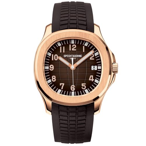 Specht & Söhne - Orologio da uomo giapponese Miyota 8215, sportivo, classico, meccanico, automatico, cinturino in gomma, impermeabile, 40 mm