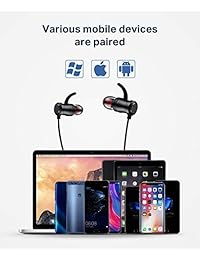 Auriculares Bluetooth W8 inalámbricos estéreo, magnéticos, con micrófono, IPX6, impermeables, deportivos, para correr, viajar, 10 horas, tiempo de reproducción, Bluetooth 5.0, para teléfonos móviles iOS y Android (gris y verde)