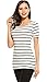 Women's Summer Casual Short Sleeve Striped Tee Shirt with High Low Hem