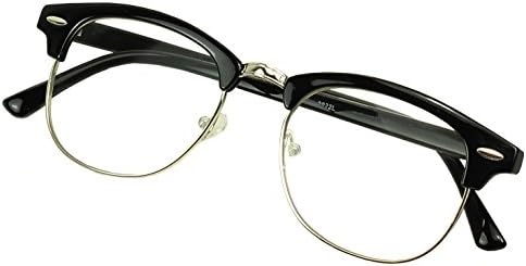 Sunglass Stop - Retro Round Horned Rim Round Clubmaster RX Optical Magnification Readers Eyewear Glasses Reading Strength +1.00 +1.5 +1.75 +2.0 +2.5 +3.0 (Black | Silver, 2.25 x)