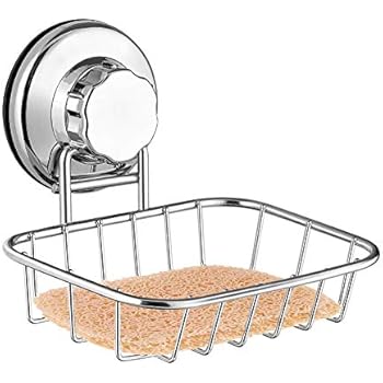 ARCCI Powerful Vacuum Suction Cup Soap Dish, Rustproof Durable Stainless Steel Soap Holder with Soap Saver Pad, Soap Sponge Holder for Shower, Bathroom & Kitchen Sink