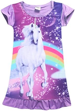 SamTaiker Girls Unicorn Nightgown Rainbow Printed Nightie Princess Night Dresses Casual Dress Toddler
