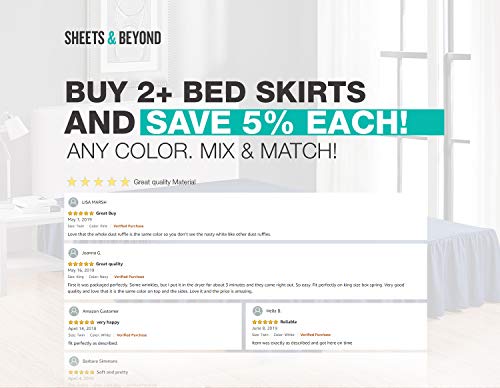 Sheets & Beyond Wrap Around Solid Luxury Hotel Quality Fabric Bedroom Dust Ruffle Wrinkle and Fade Resistant Gathered Bed Skirt 14 Inch Drop (Queen, White) - Thumbnail 4