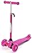 ChromeWheels Scooter for Kids, Deluxe 4 Adjustable Height 3 Wheels Glider with Kick, Lean to Steer with LED Flashing Light, Pink