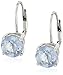 Amazon Essentials Blue Topaz Leverback Earrings in Sterling Silver (7mm), (previously Amazon Collection)
