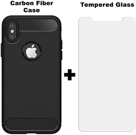 iPhone X Case | Apple iPhone 10 Case | Includes 9H Tempered Glass Screen Protector | For Men / Women | Slim and Flexible Non Slip TPU Matte Surface for Great Grip | Anti Scratch &amp; Fingerprint (Black)