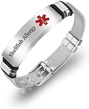 Free Customized Surgical Steel Medical Alert Allergy Awareness Bracelet Adjustable ID Bangle for Emergency Aid