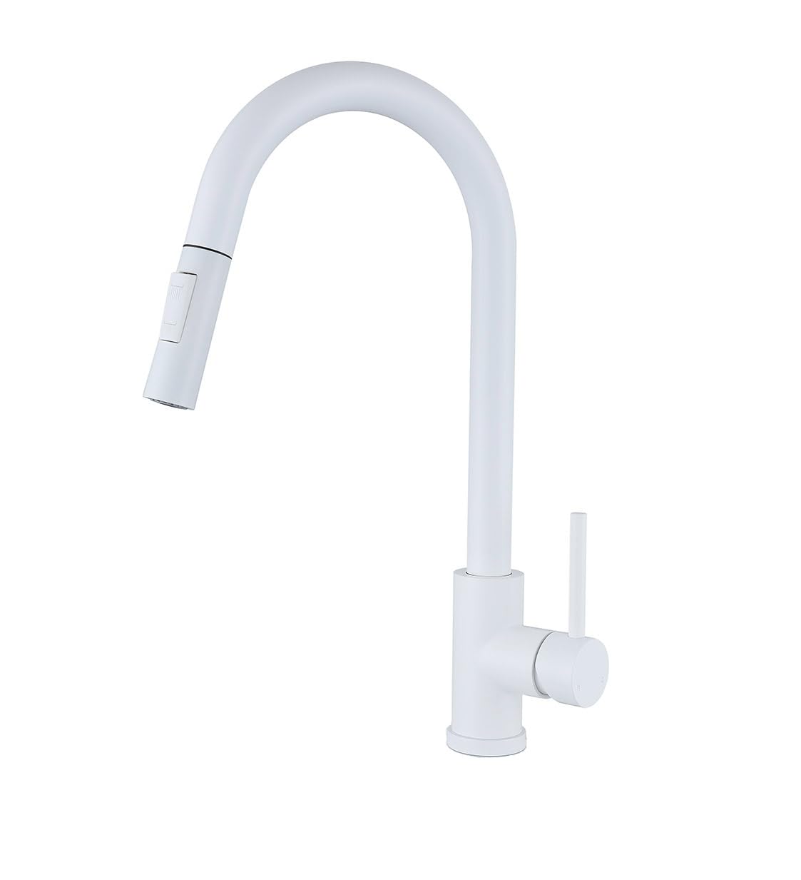 GULICA White Kitchen Tap, Single Handle, 2 Water Mode 360 Degree Swivel Pre-Rinse Pull Out Kitchen Sink Tap
