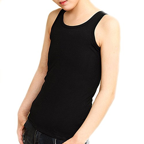 BaronHong Plus Size Chest Binder Cotton Vest Tank Tops for Tomboy Lesbian(Black,XL)