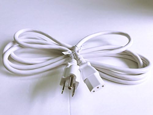 BYBON 12FT 18 AWG SJT Universal Power Cord NEMA 5-15P to C13,White,UL listed