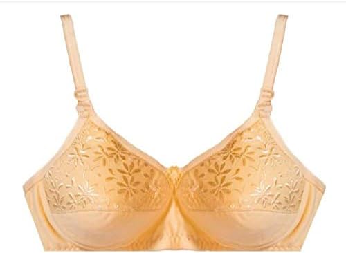 TUOCH Women's Cotton Seamless Full Coverage Padded Bra with Extra Foam (Beige, 34B Size) Everyday Wear