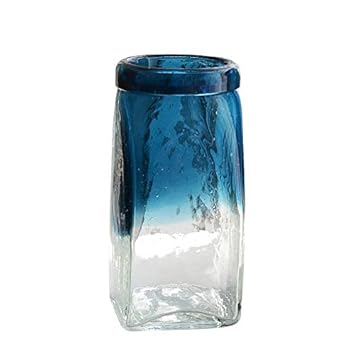 Amazon Com Square Glass Vase Handmade Vase Bottom Thickening Blue