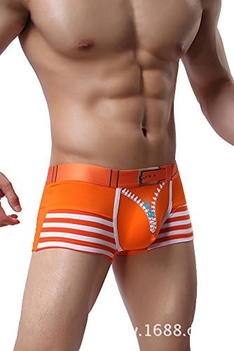 Louis Rouse Men's Fashion Printing Striped Comfortable Cotton U Convex Boxer Trunks