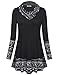 Bebonnie Tops to Wear with Leggings, Women's Long Sleeve Cowl Neck Patchwork Casual Tunic Top Vintage A-Line Flared Blouse Black X-Large