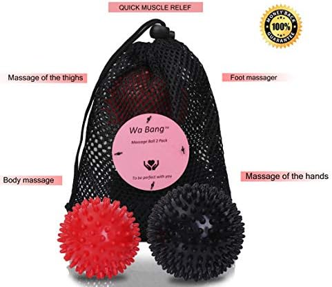 Wa Bang Massage Ball-Spiky for Deep Tissue Foot, Back, Plantar Fasciitis, Muscle Therapy- Relieve All Over Body Muscle Pains-3.5/2.95in, Extra Film.