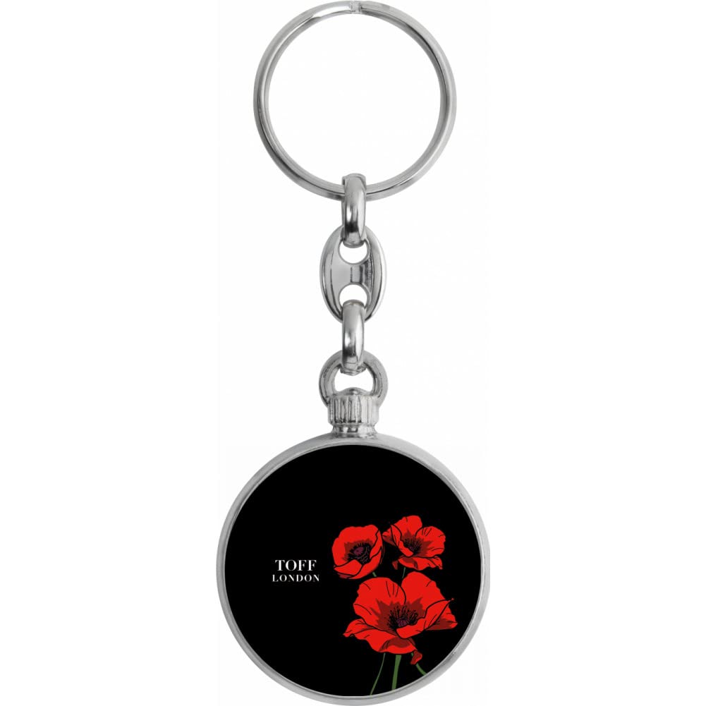 Toff London Red Poppy Flower Keyring