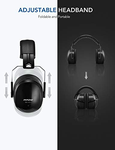 Mpow Noise Reduction Safety Ear Muff with Ear Plugs, Double Noise Reduction NRR 28dB Earmuff with NRR 32dB Earplugs, Professional Ear Protection for Shooting, Hunting, Mowing, Woodworking, Weeding - Thumbnail 3