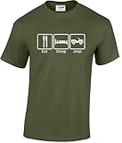 EatSleepTee Men's Eat Sleep Jeep T-Shirt Medium Military Green