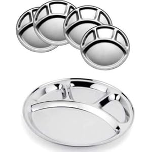 KGR Store Stainless Steel Round Plate Sectioned Plate/Mess Plate (Sectioned Plate) Sectioned Plate (Sectioned Plate…