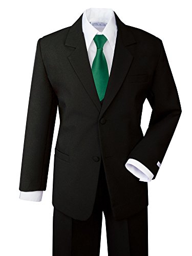 Spring Notion Boys' Formal Dress Suit Set 4T Black Suit Emerald Tie