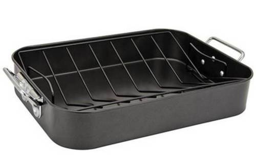 Alpine Cuisine 16 x 12 x 3 Non Stick Roasting Lasagna Baking Pan with V Rack