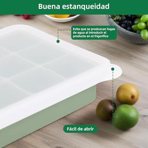 3 PCS Moldes para Cubitos de Hielo con Tapa,Molde de silicona para cubitos de hielo,Bandejas Para Cubitos de Hielo,Bandejas de Silicona Reutilizables con Diseño Presionado (15 rejilla)