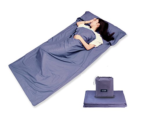 BATEERUN Sleeping Bag Liner Travel and Camping Sheet, Camping Sleep Sack, Envelope Sleeping Sheet Backpack, Outdoor Travel Sheet Blanket, Purple,Medium